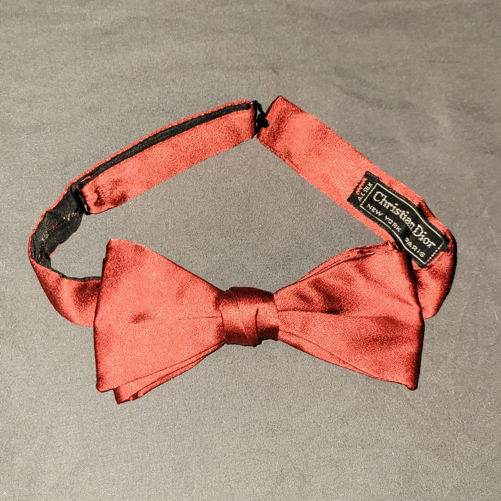Vintage Christian Dior Red Silk Bow Tie